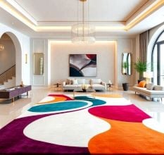 Handcrafted Multicolor Flow Abstract Living Room Rug